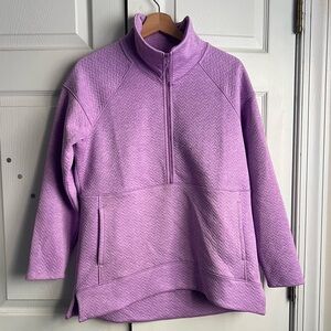 L.L. Bean S- Petite Medium Women's Ridgeknit Half-Zip Pullover Oversized Purple